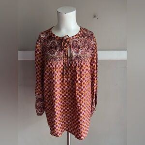 Floral Patterned Women's Blouse - Red and Pink